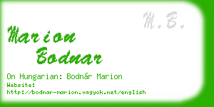 marion bodnar business card